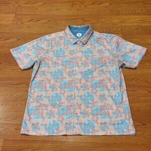 Toes on The Nose Hawaiian Shirt Men's XL Floral Tropical Button Up Short Sleeve